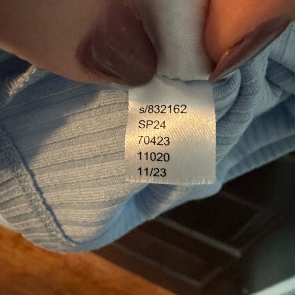 Ann Taylor Sleeveless Ribbed Mock Neck Tank - Light Blue - Picture 5 of 5